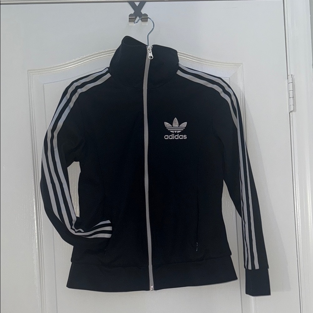 Adidas Black Jacket with White Stripes